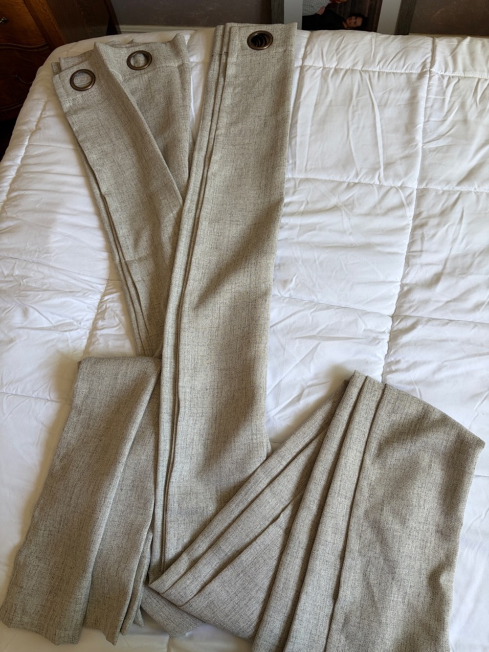 Neutral Textured Grommet-Top Curtain Panel